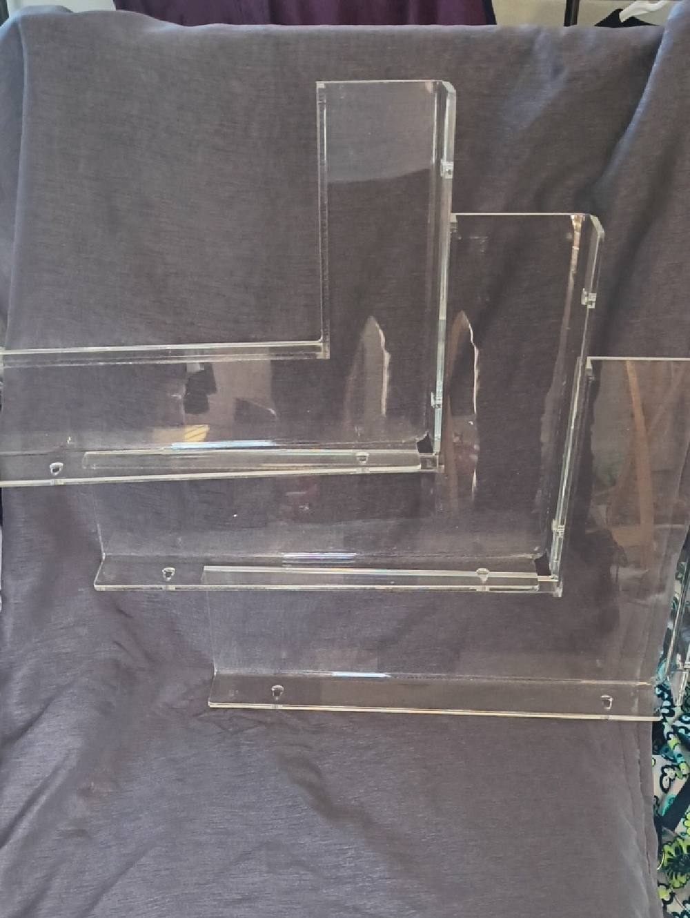 Set Of 3 Clear Acrylic L-Shaped Display Risers